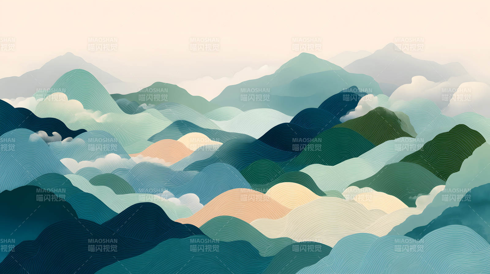 山水画意朦胧山峦意境悠远图片