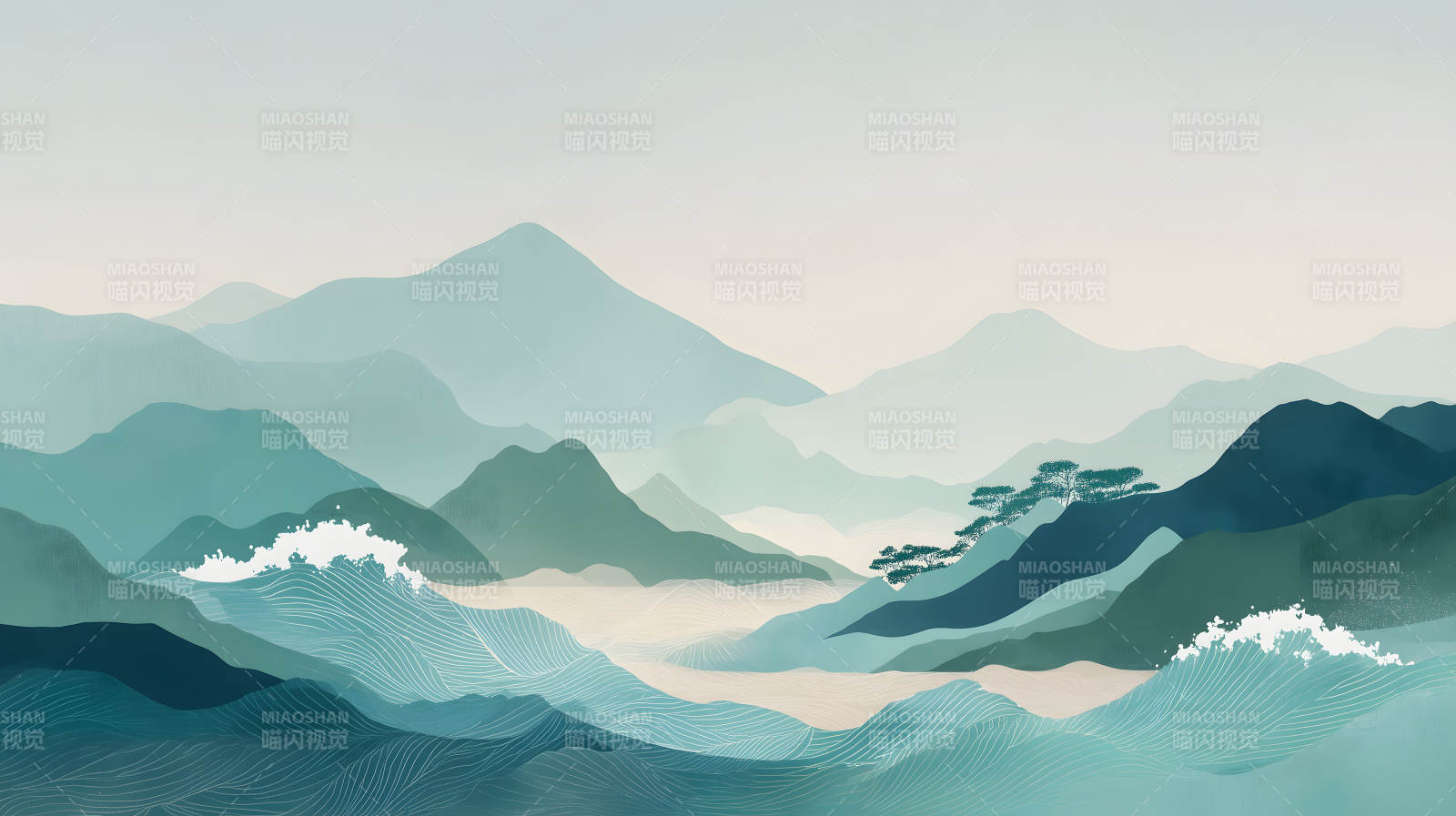 山水风光绘画作品层峦叠嶂图片