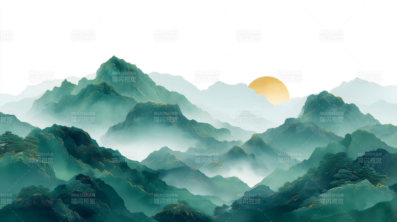 山水风景画意境悠远图片