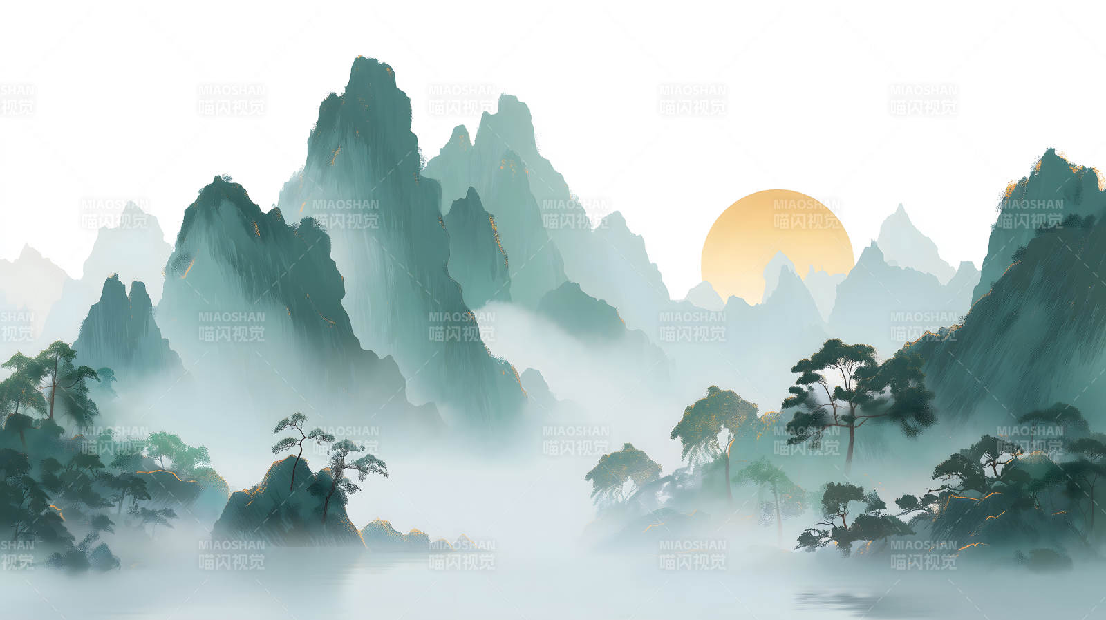 山水画意境朦胧山色唯美景象图片