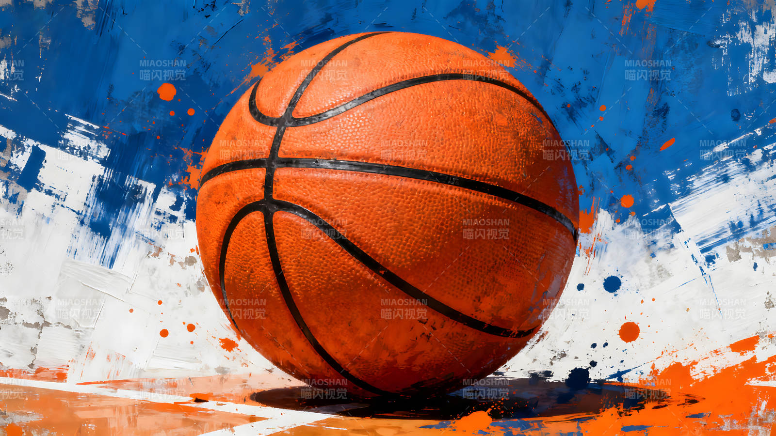 篮球艺术创意抽象画图片