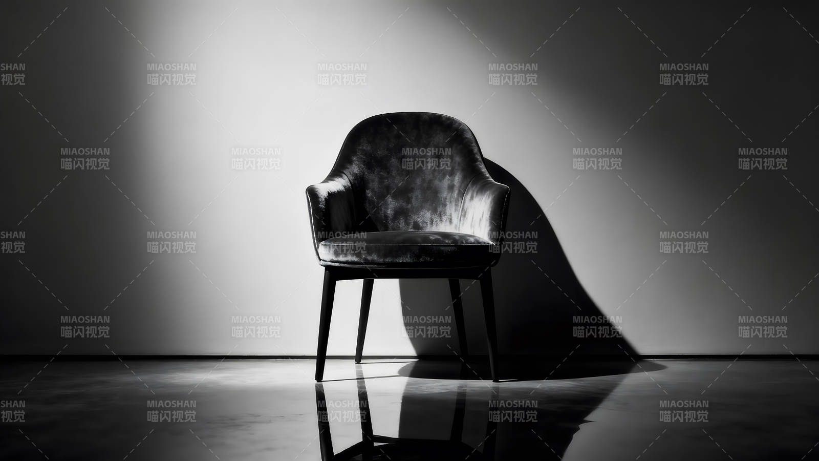 单人沙发光影效果黑白照片图片