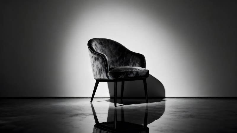 黑色扶手椅在光影下的艺术感图片