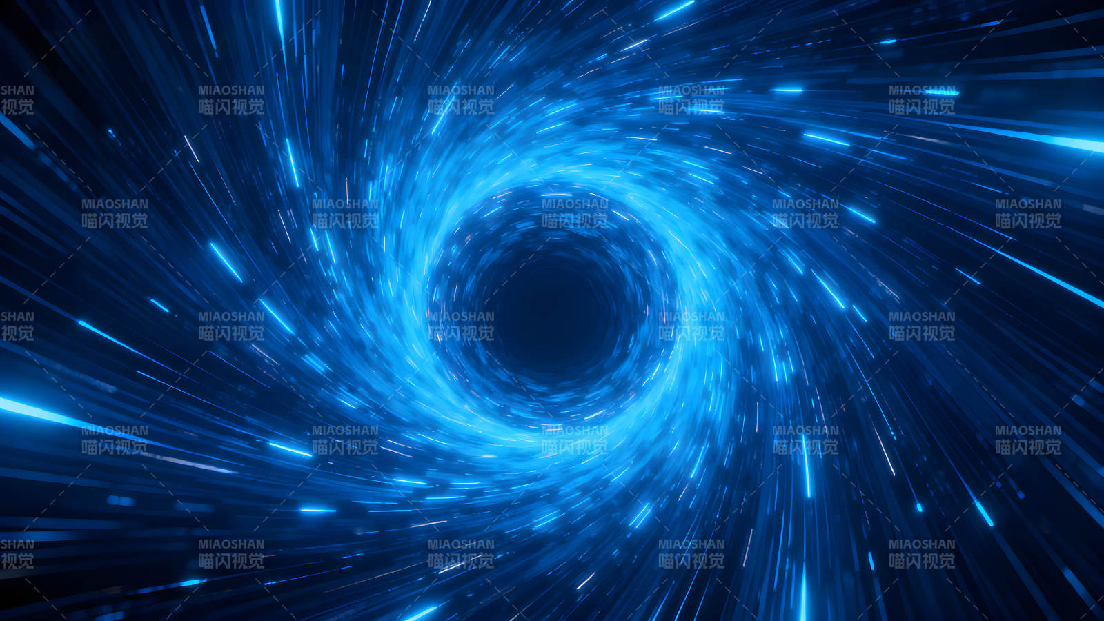 蓝色漩涡的宇宙隧道景象图片