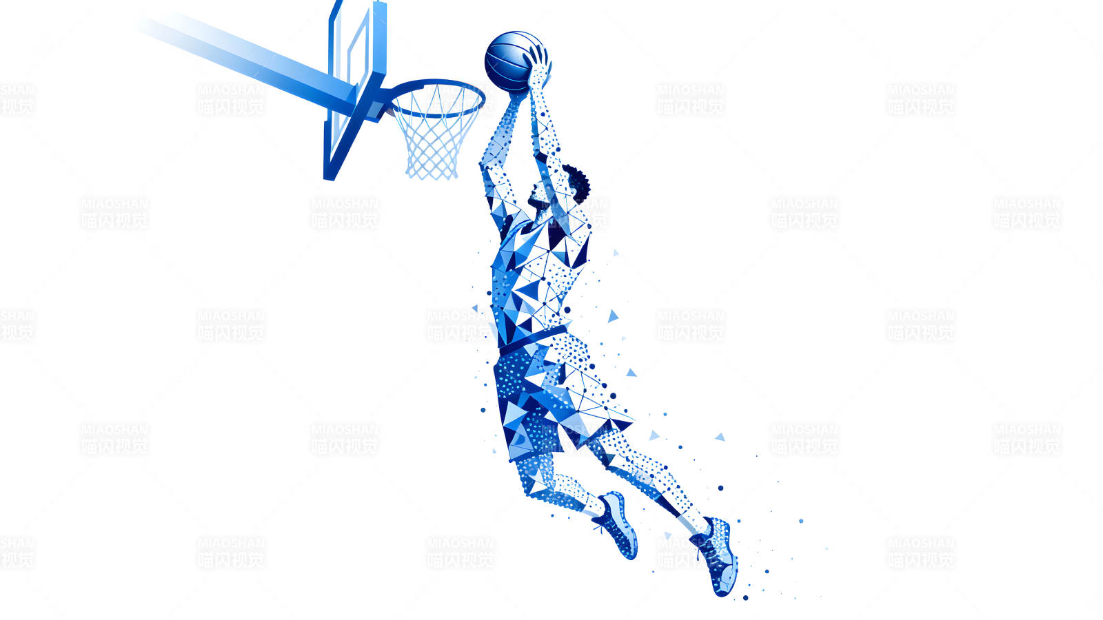 篮球运动员起跳投篮的抽象画作图片