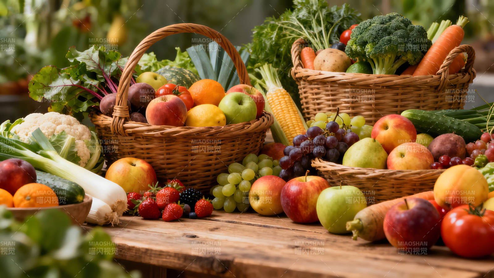 丰收的蔬菜水果篮图片