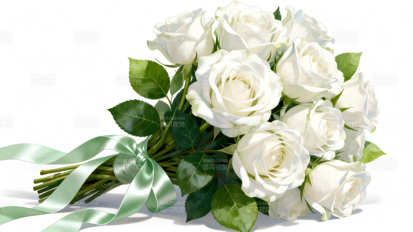 白色玫瑰花束清新优雅图片