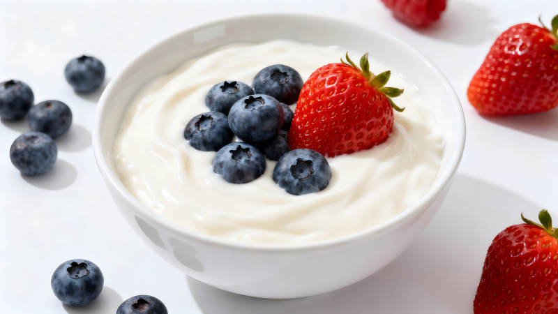 酸奶配水果特写图片