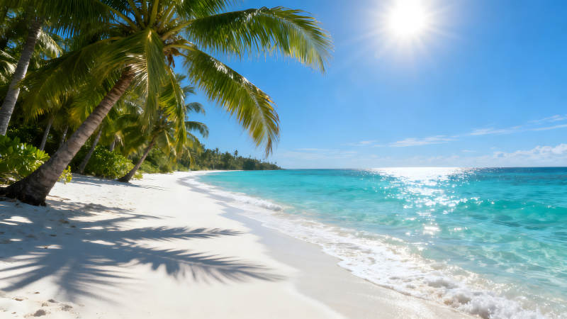 阳光沙滩椰树碧海蓝天图片