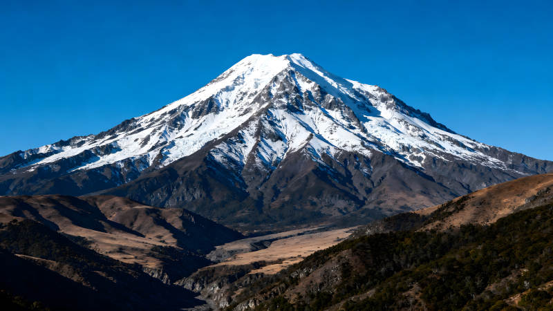 雪山耸立蓝天之下景象壮观图片