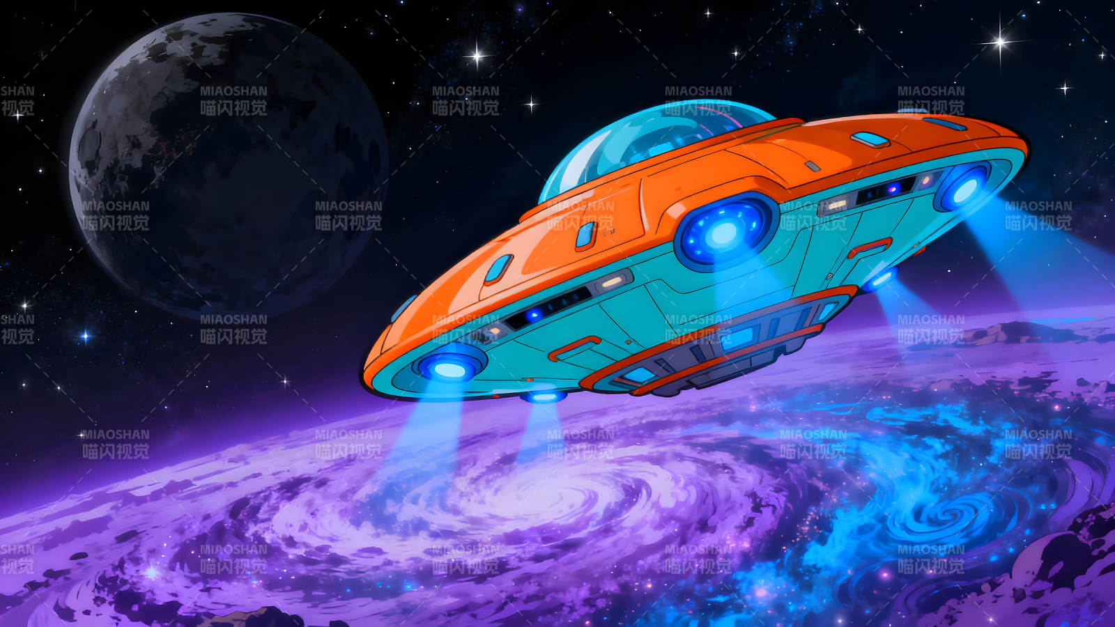 宇宙飞船穿梭星云间图片