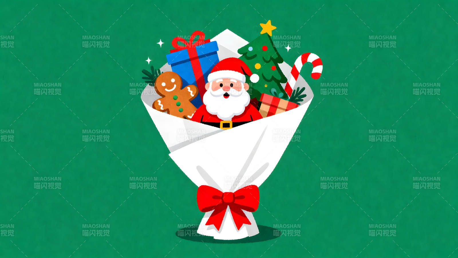 圣诞礼物花束圣诞老人送礼图片
