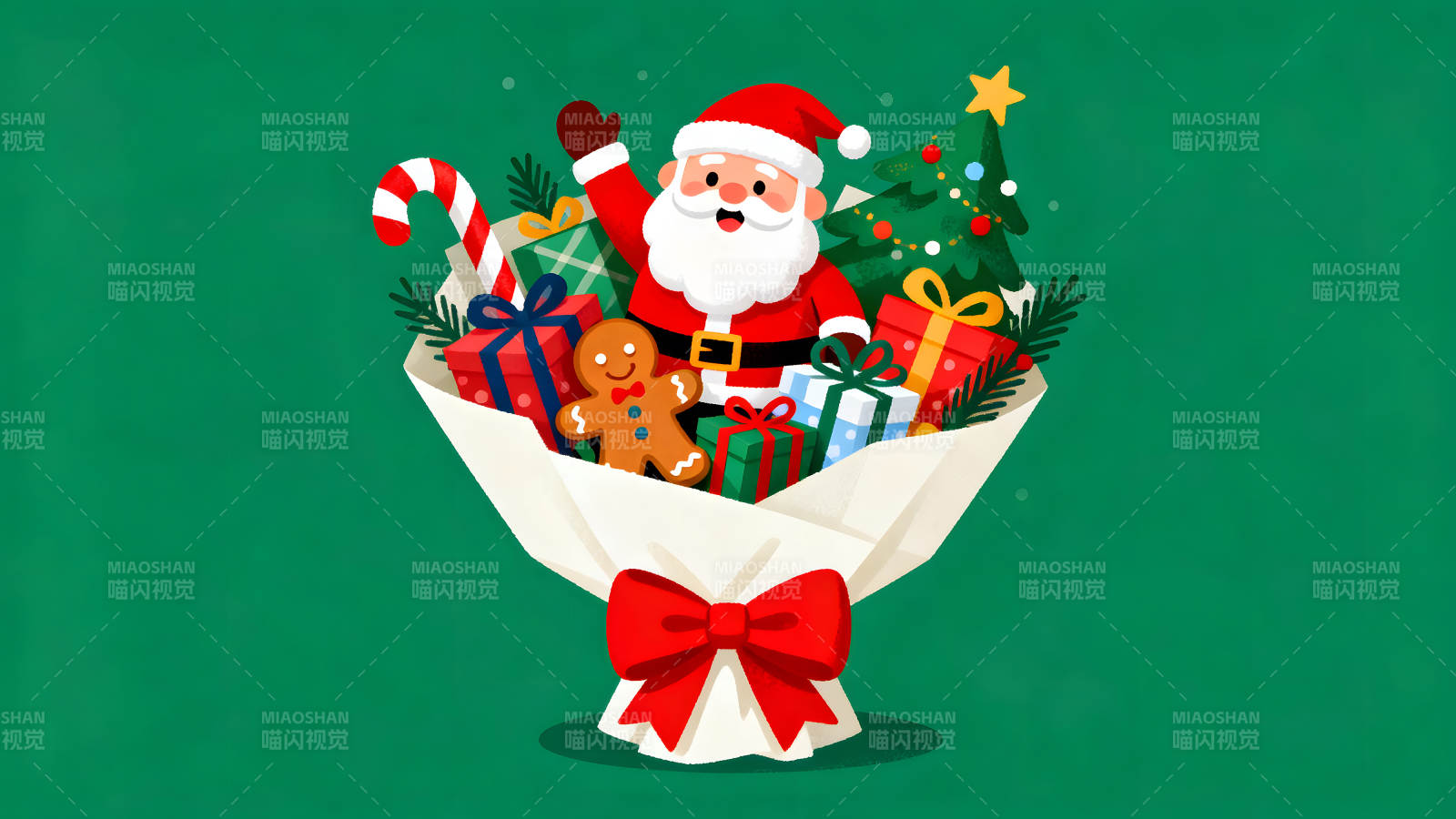 圣诞老人礼物花束图片