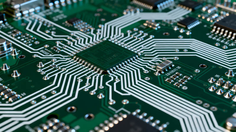 电路板特写电子元件布线图片