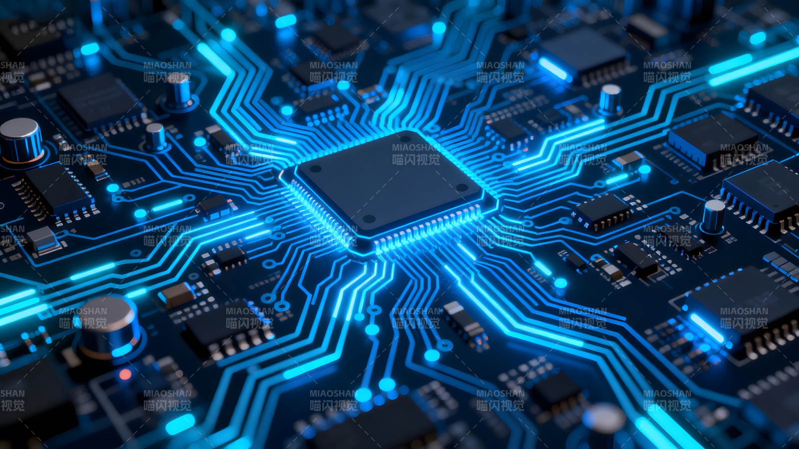 发光的电路板中央处理器图片
