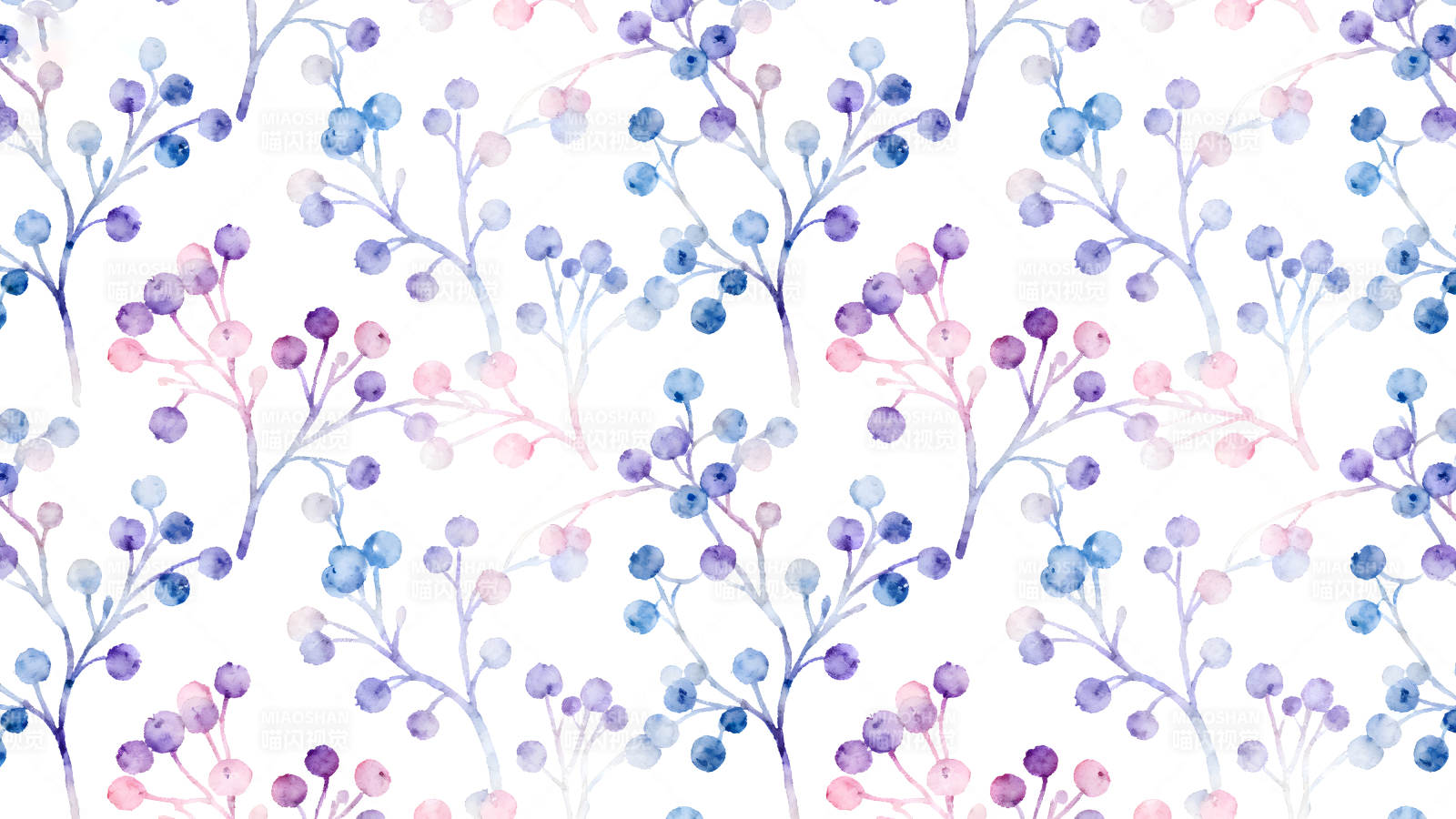 水彩浆果枝条图案图片