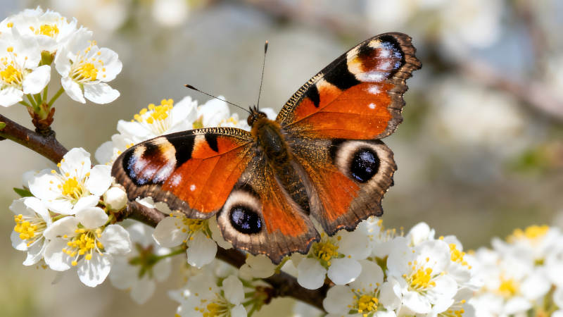蝴蝶停在花朵上色彩鲜艳图片