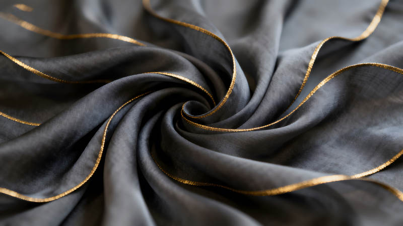 深灰色丝绸与金色镶边图片