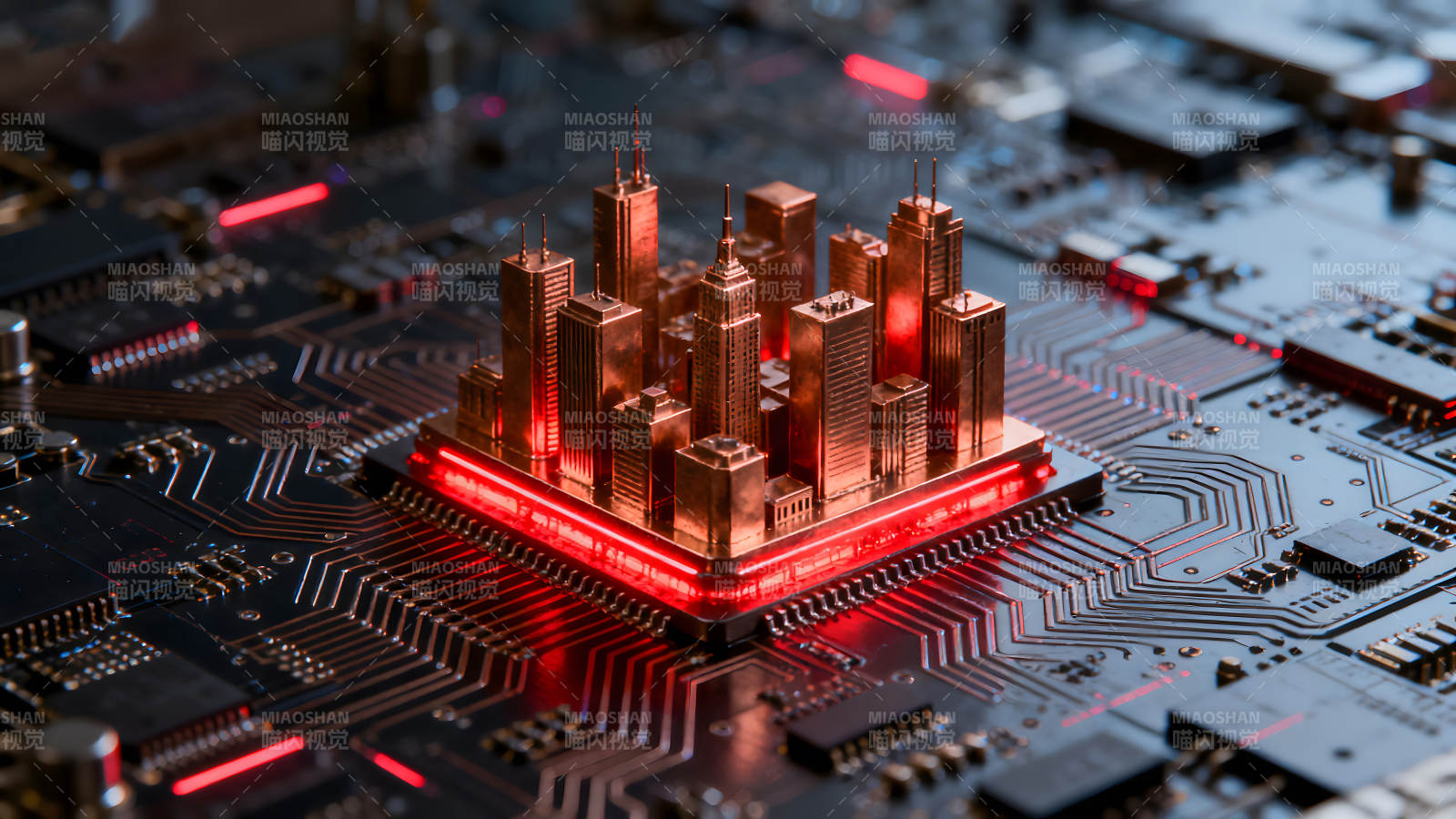 城市电路图数字时代象征图片