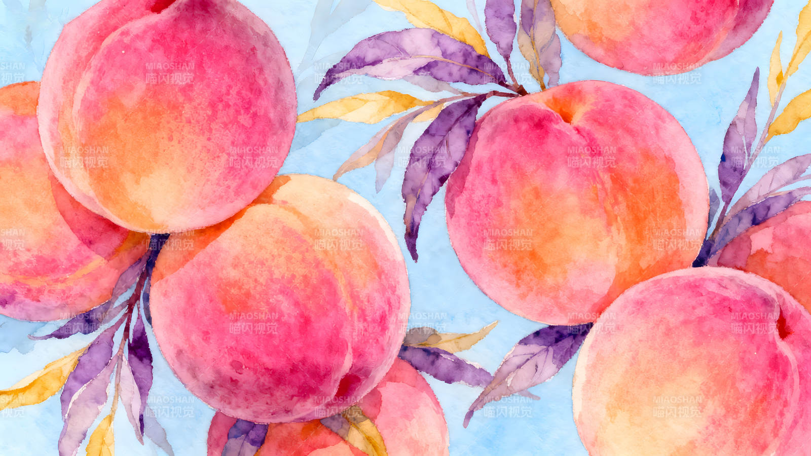 水彩桃子背景图图片
