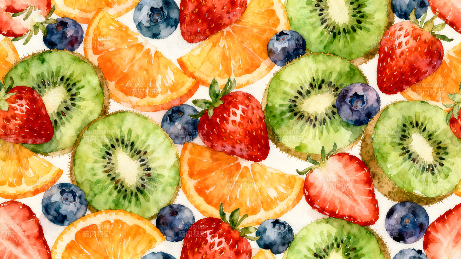 水彩水果拼盘清新美味图片