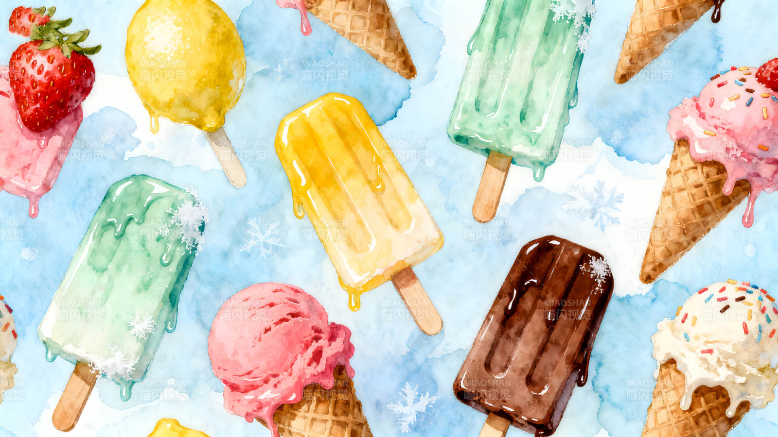 冰淇淋和冰棒的可爱图案图片