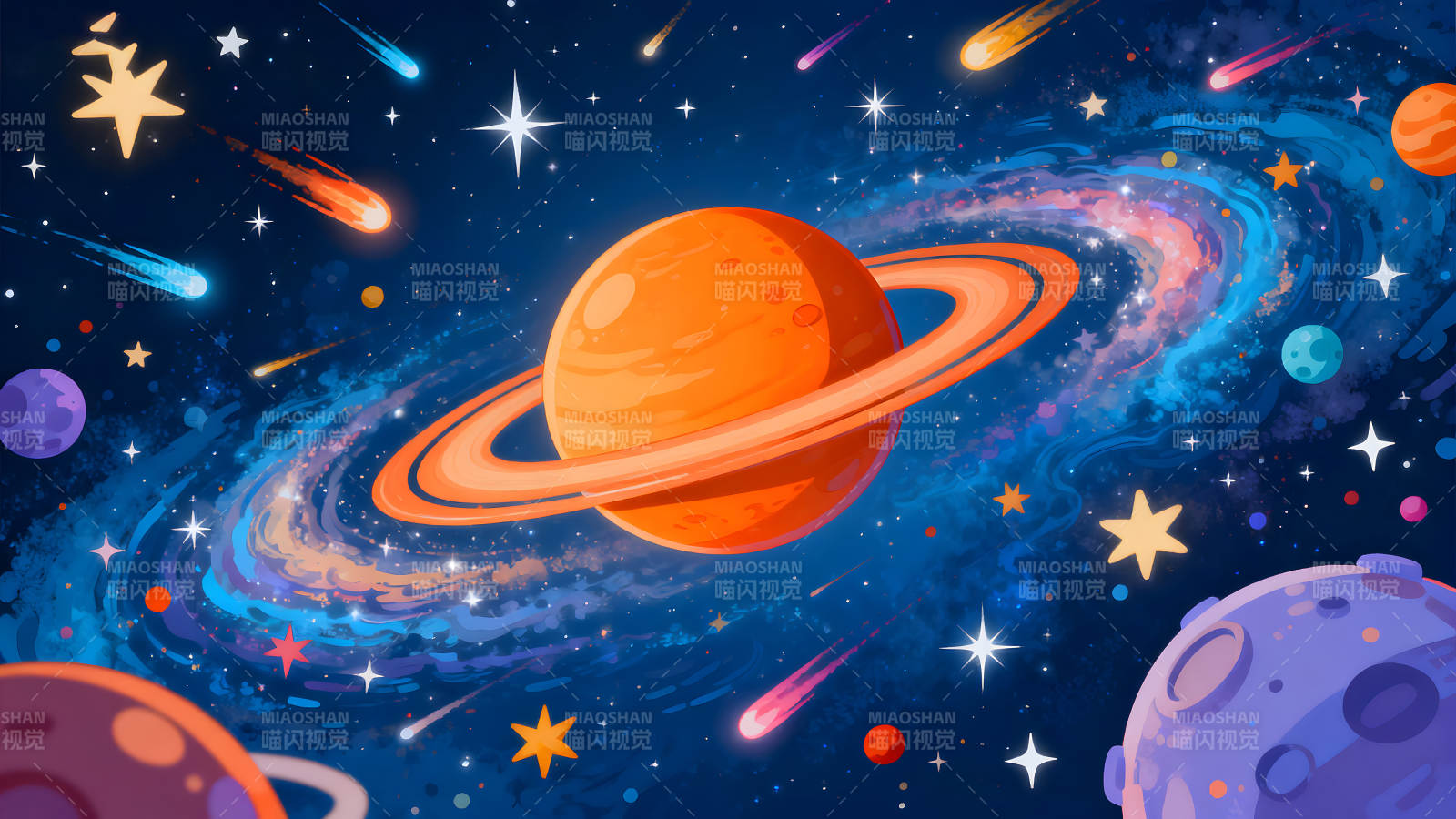宇宙星球插画梦幻星空图片