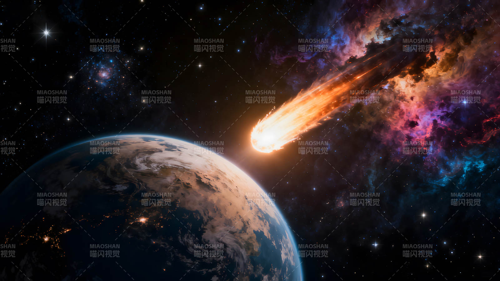 彗星撞击地球的宇宙景象图片
