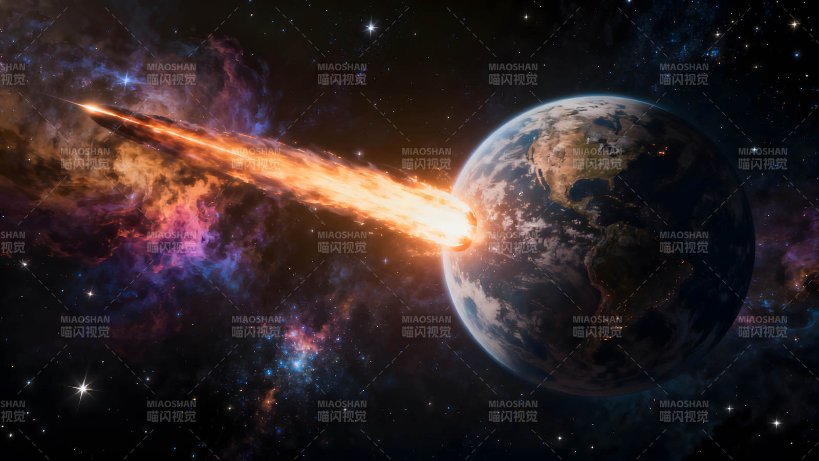 陨石撞地球宇宙浩瀚危机图片