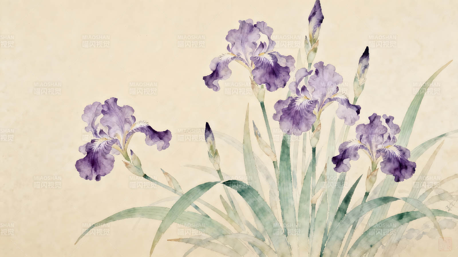 水墨鸢尾花绽放图片