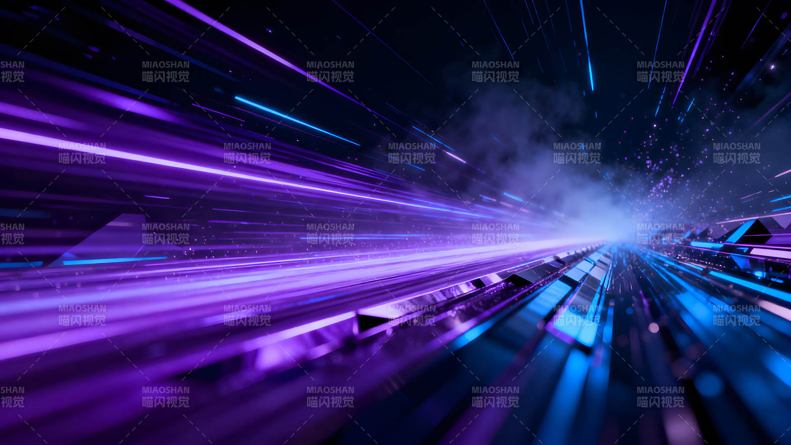 科幻风格的紫蓝色光线特效图片