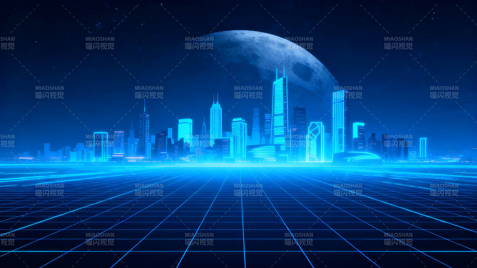 赛博朋克城市夜景科幻风格画面图片