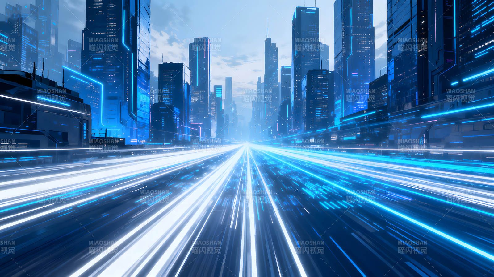 科幻都市高速路灯光效果图片
