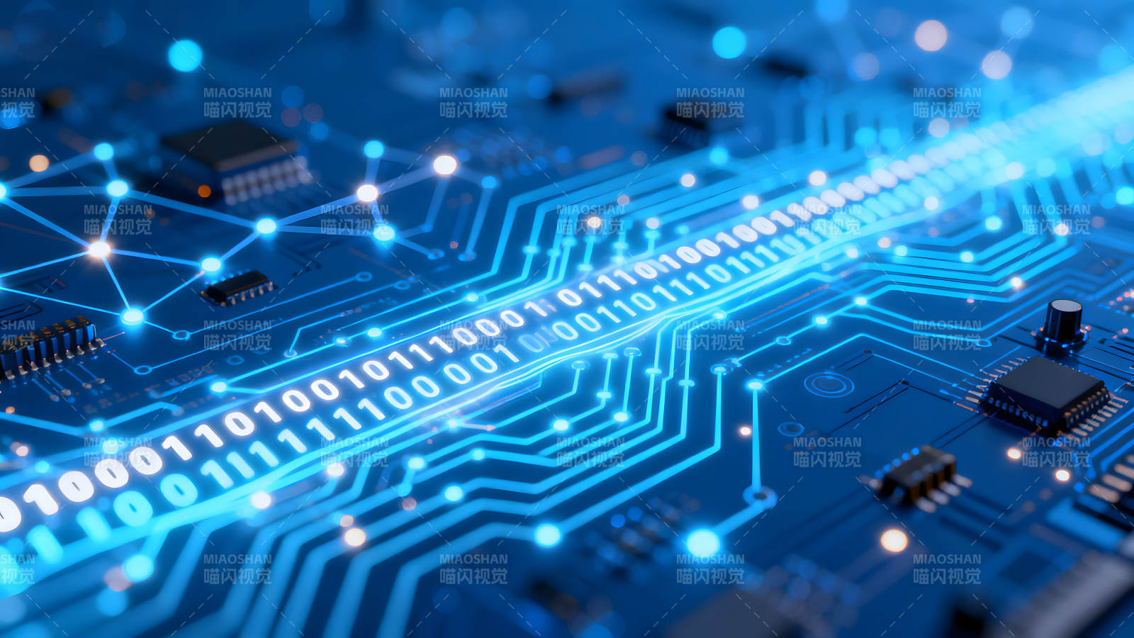 电路板二进制数据光线流动图片