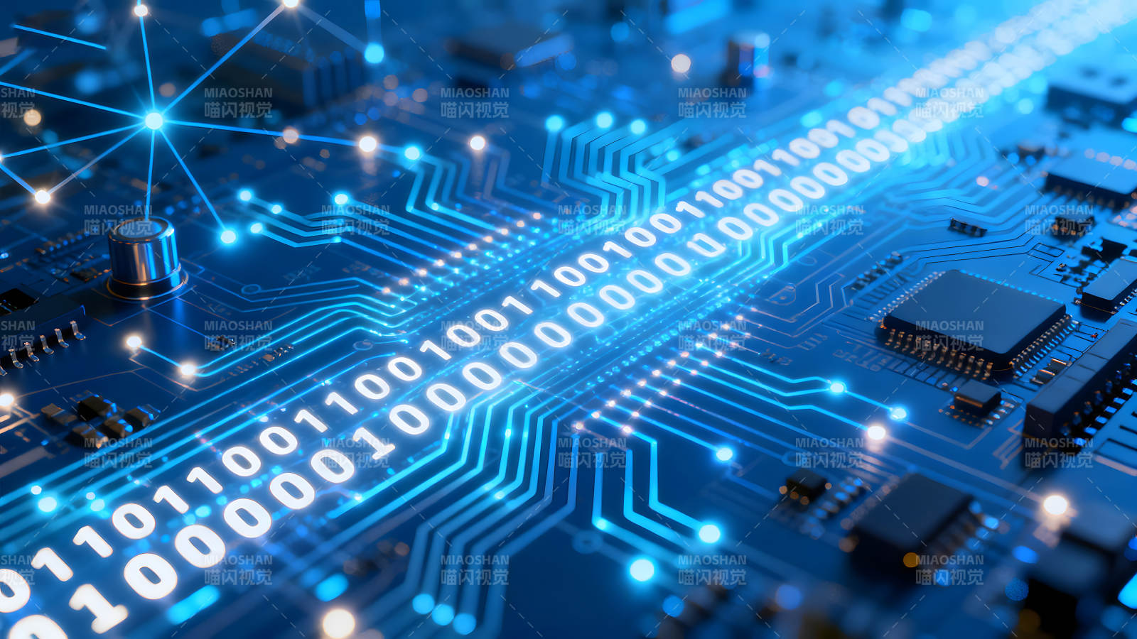 电路板蓝色科技感十足图片