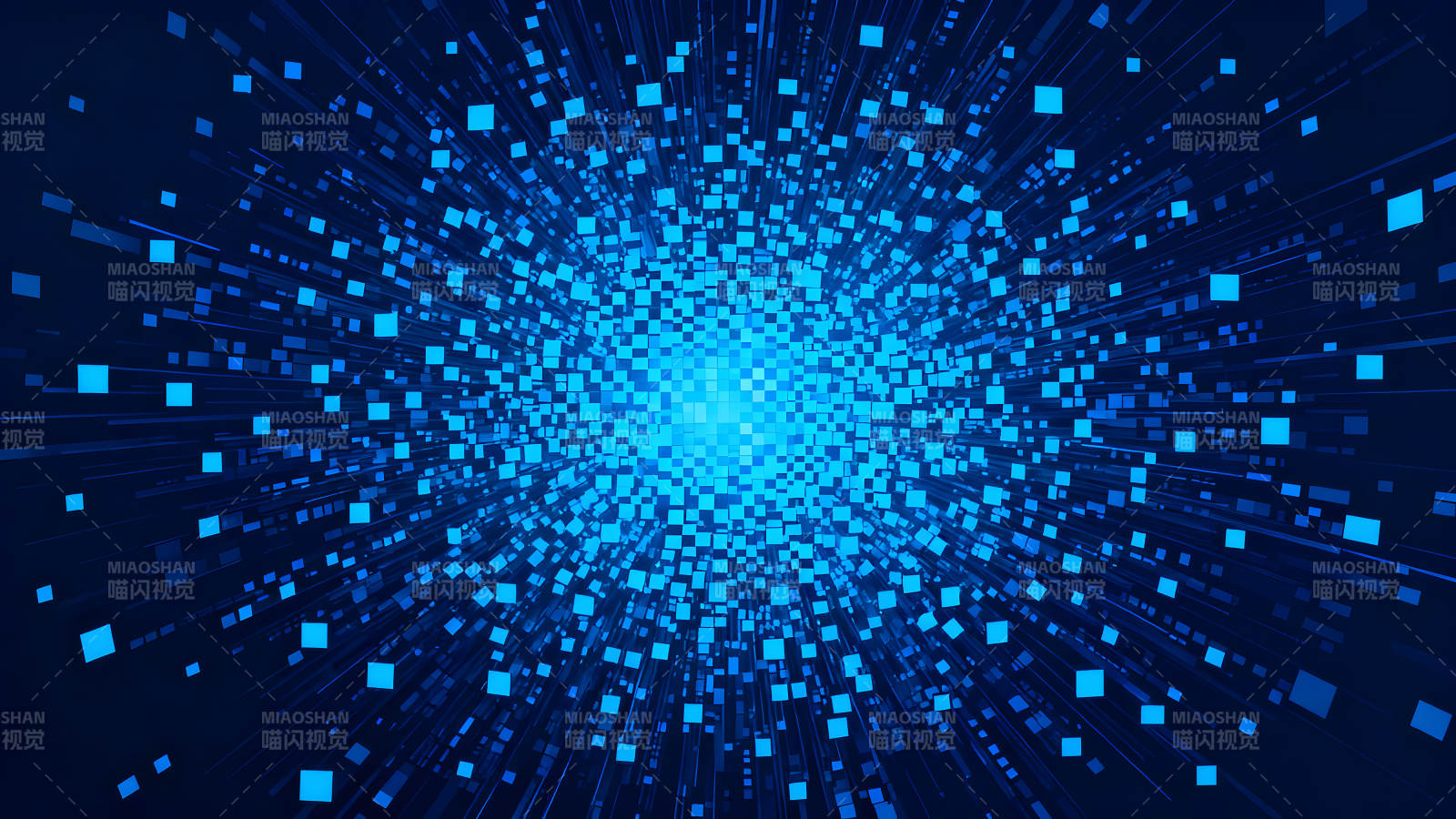 蓝色方块组成的未来感抽象图图片