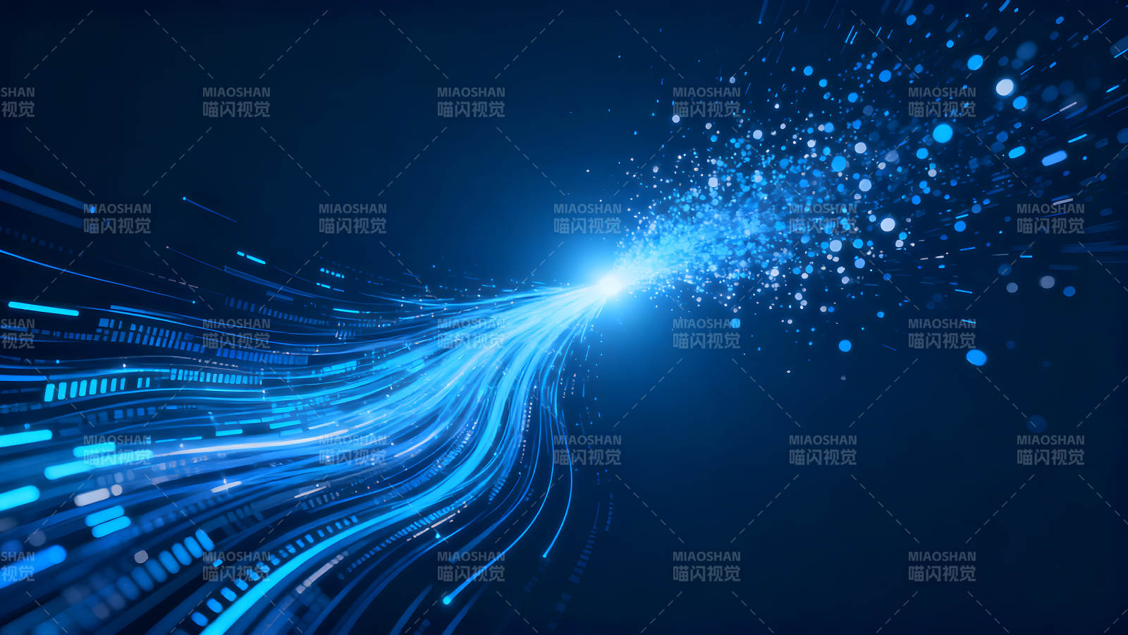 蓝色光束数据传输科技感图片