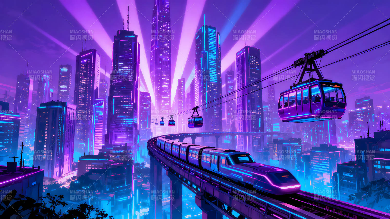 赛博朋克风格未来城市交通图片