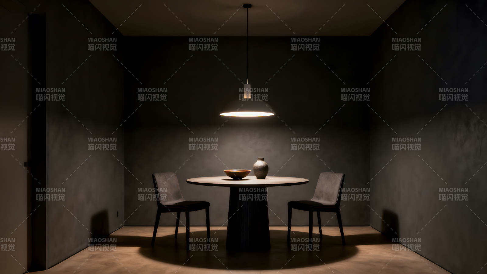 室内餐厅一角昏暗简洁的氛围图片