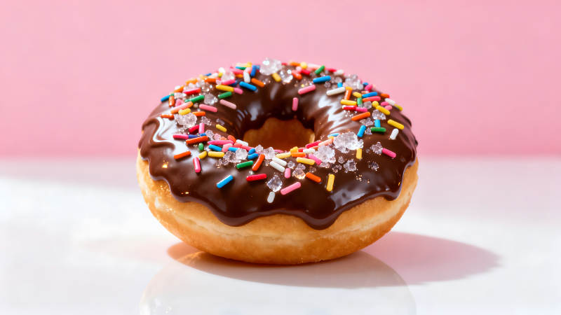 巧克力甜甜圈撒彩糖图片