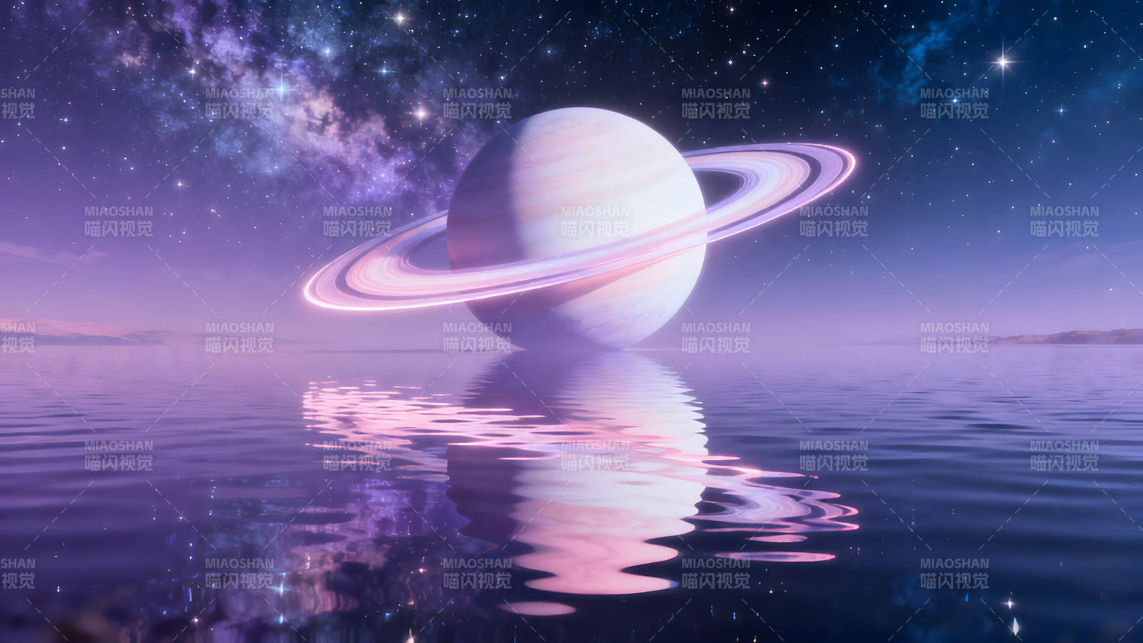 星空下的行星倒影美景图片