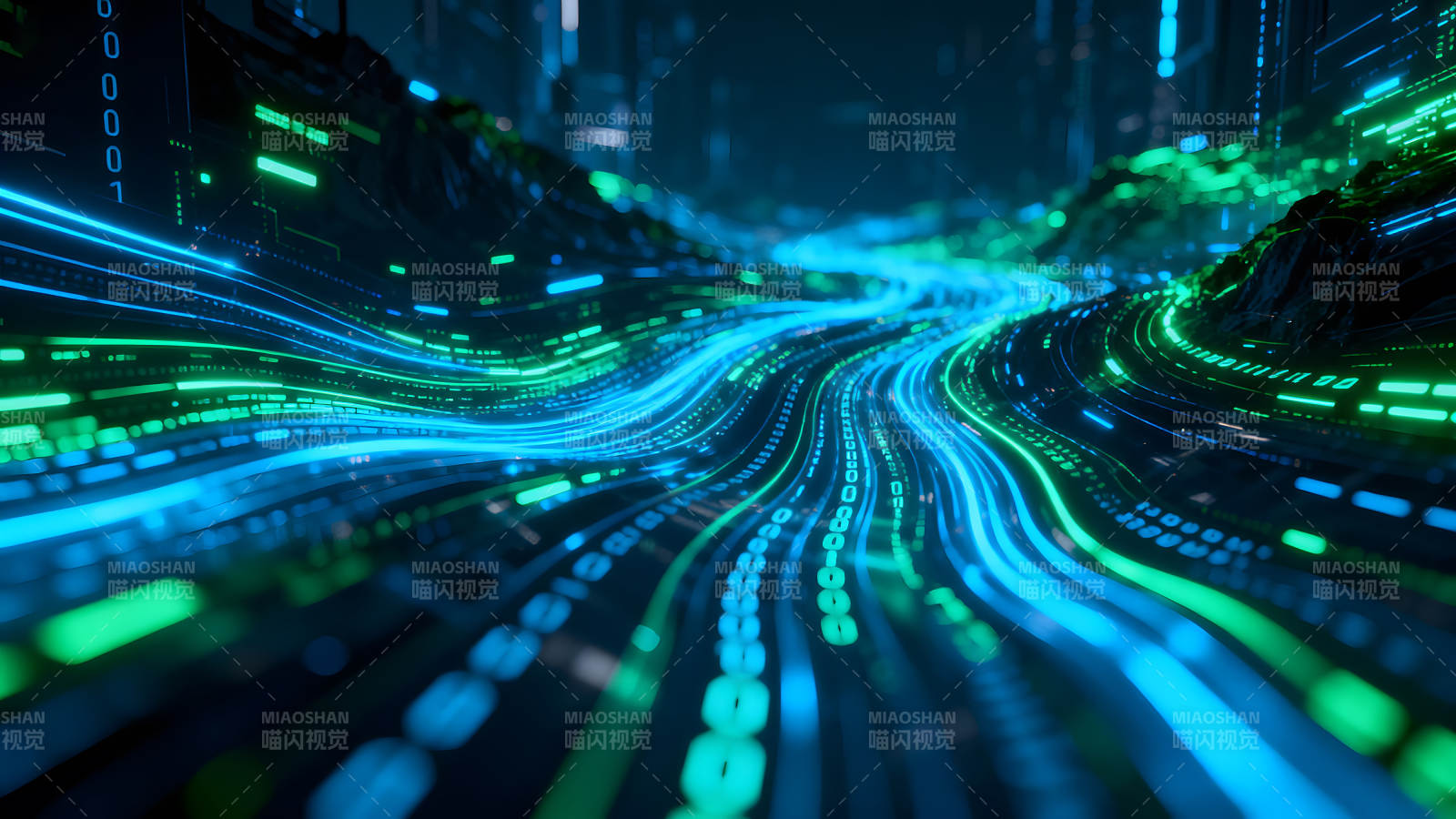 数据流动的数字宇宙景象图片