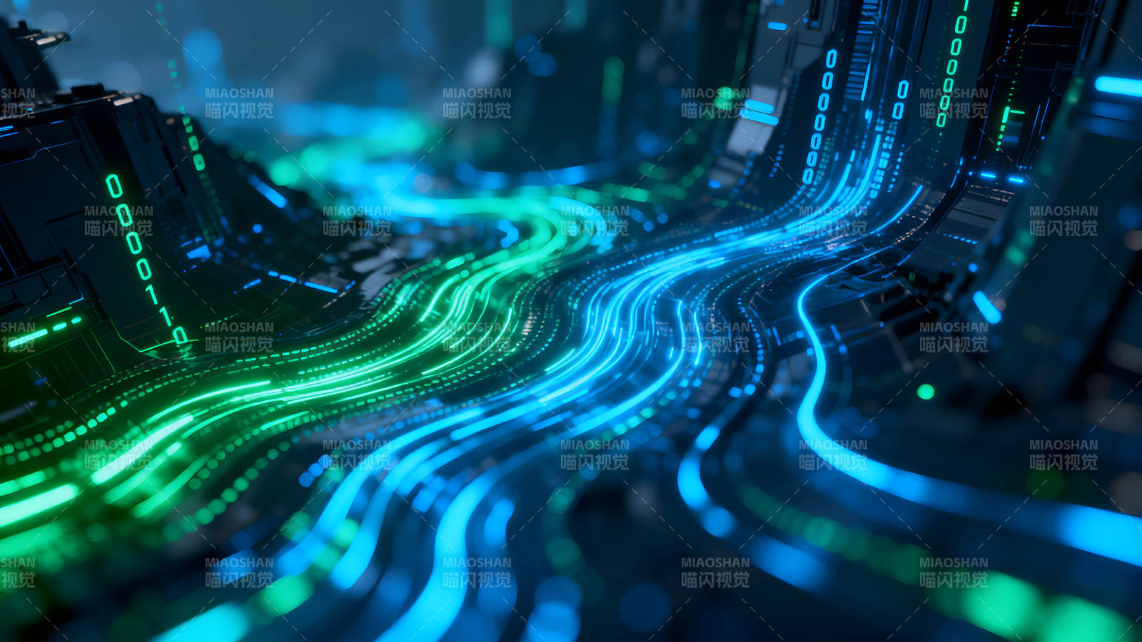 数据流动的科技感视觉效果图片