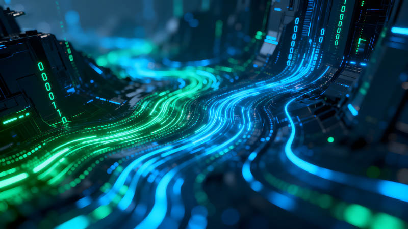 数据流动的科技感视觉效果图片