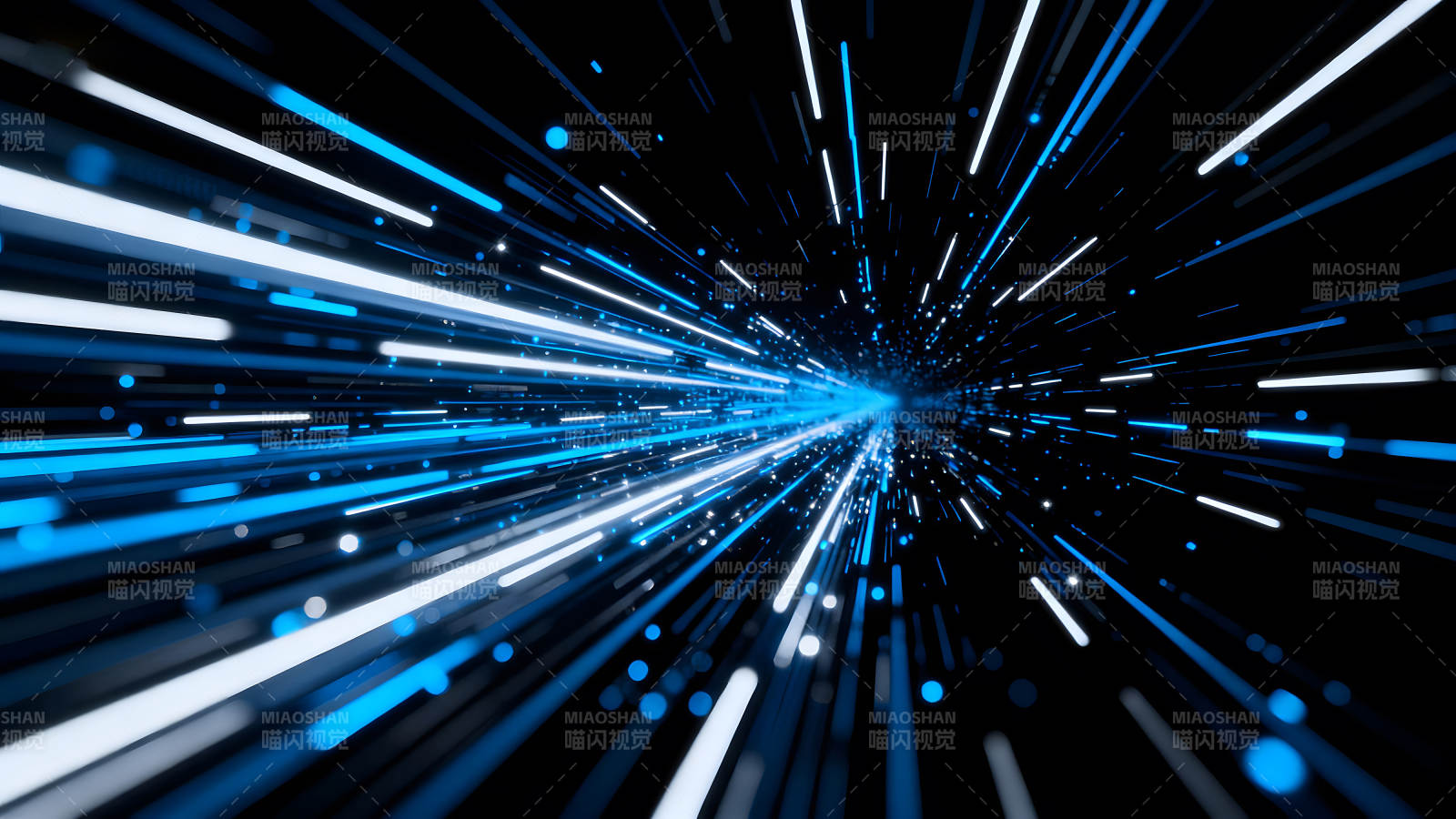 蓝色光束穿越黑暗空间图片