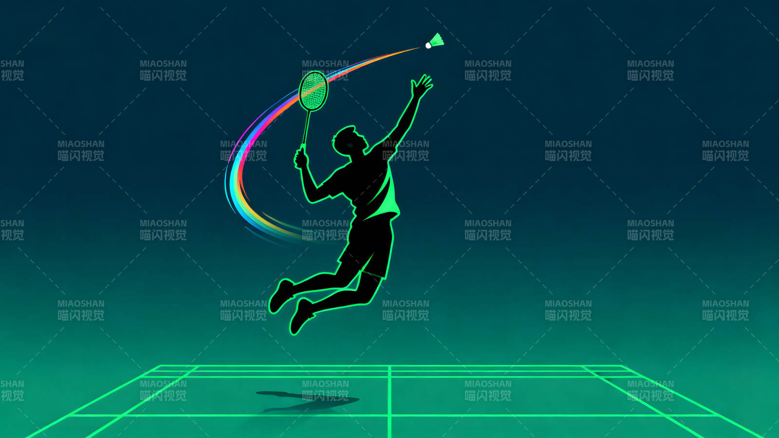 羽毛球运动员跃起击球的画面图片