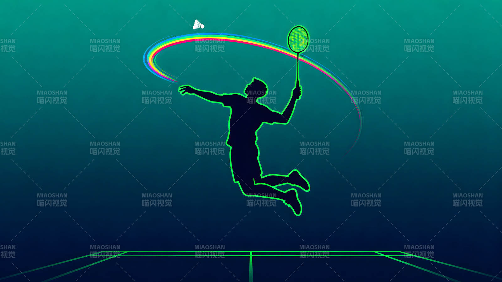 羽毛球运动员挥拍击球背景图图片