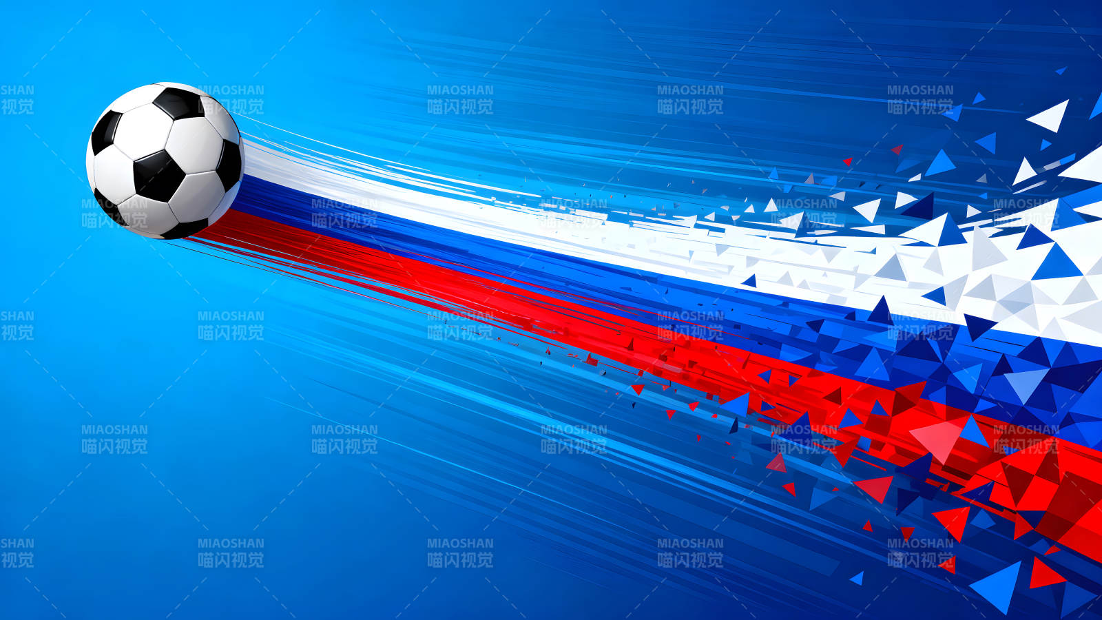 足球与俄罗斯国旗抽象设计图片