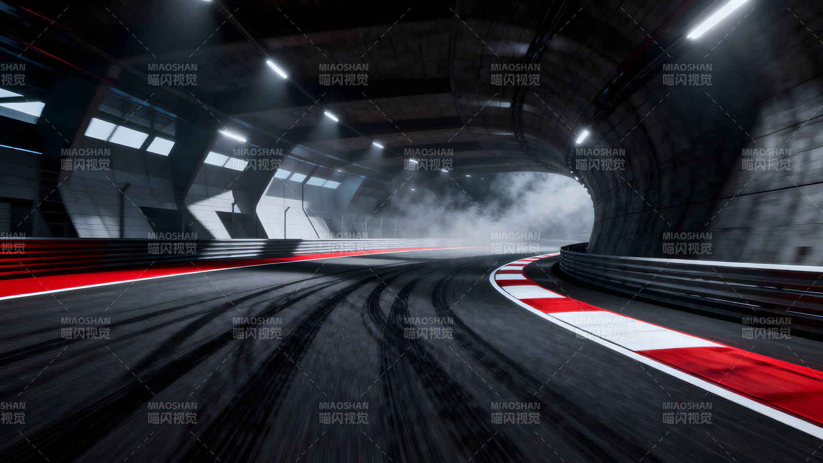 赛道隧道光影竞速的视觉冲击图片
