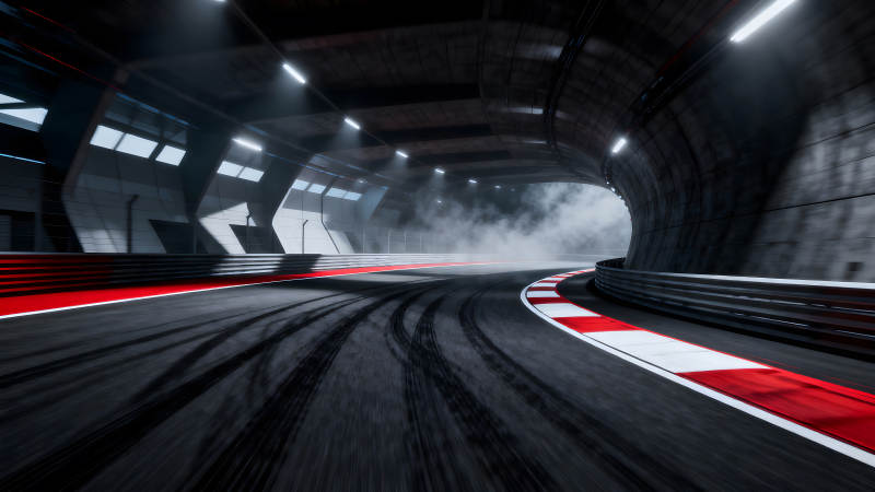 赛道隧道光影竞速的视觉冲击图片